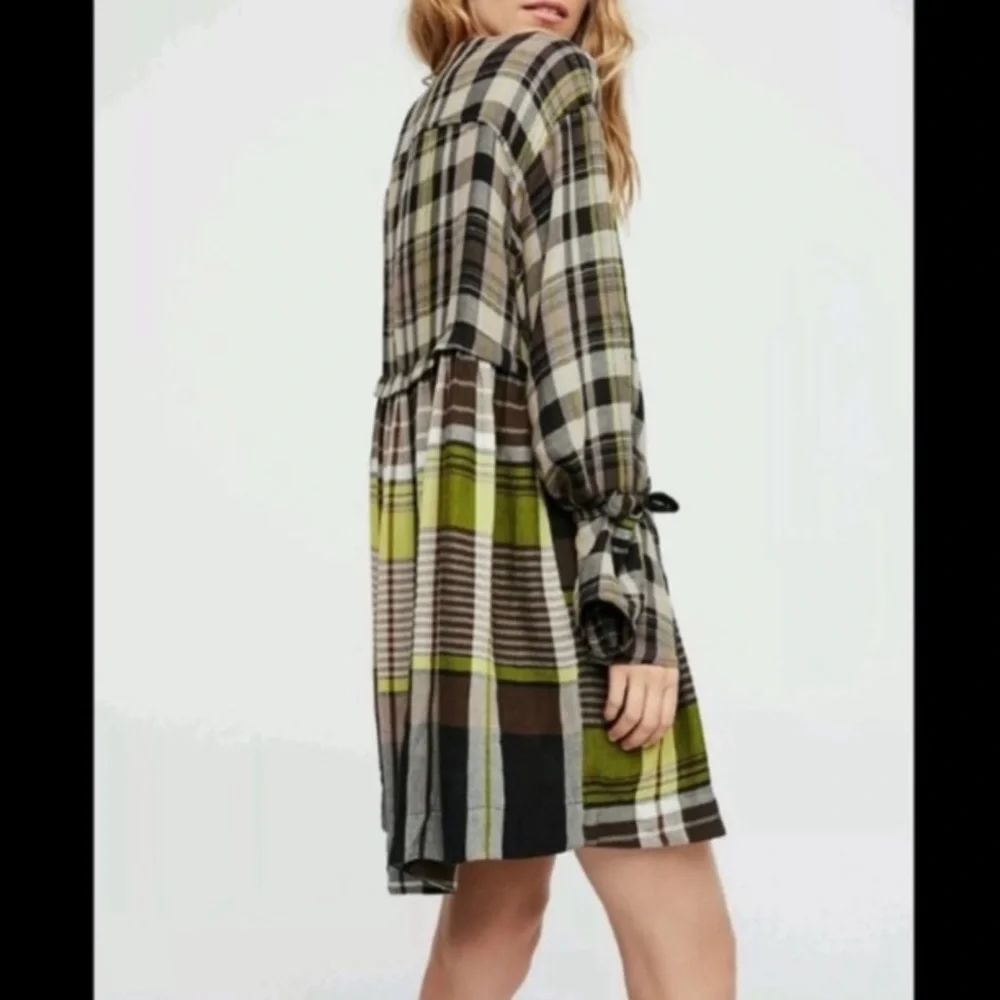 Free People Falling Stars Plaid Mini Dress XS